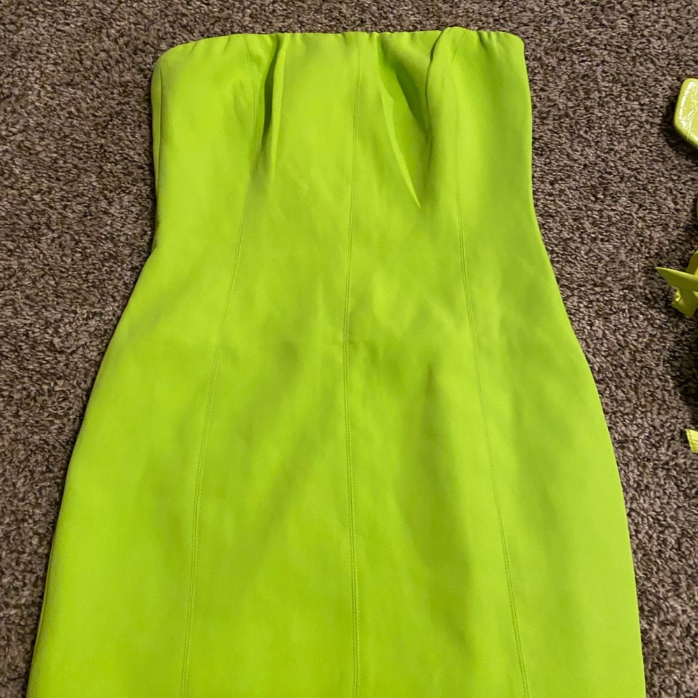MESHKI strapless lime green dress size XS